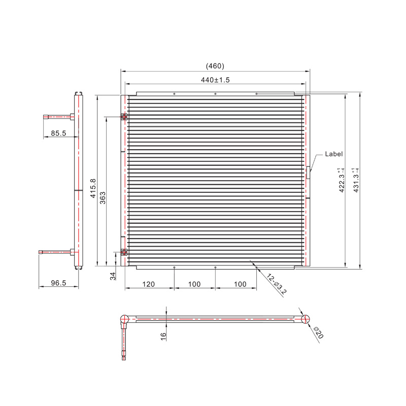 Échangeur de chaleur de bobine de condensateur de tube de microcanal de SC-1200 460*431.3mm pour le refroidisseur